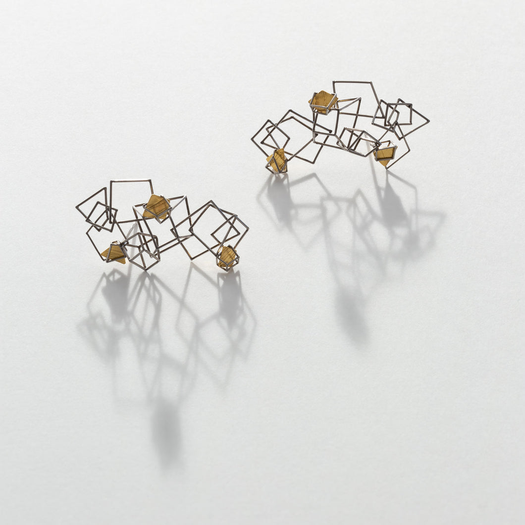 Cubic Cascade Offset square Earrings