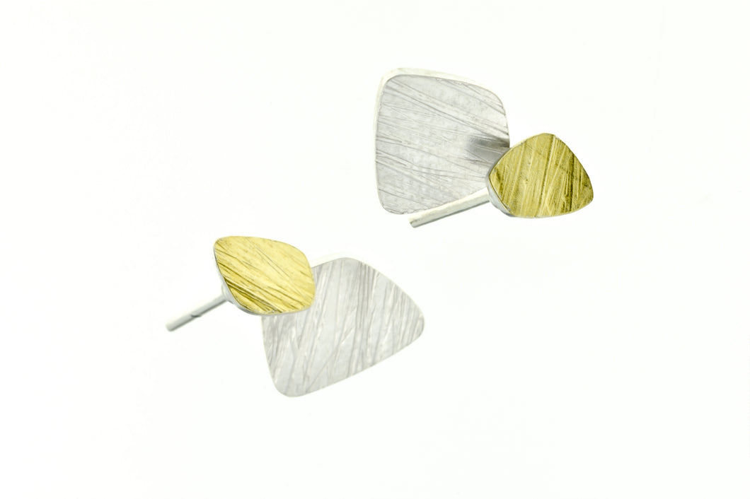 Entwined 2-Way Studs Silver & 22ct Yellow gold