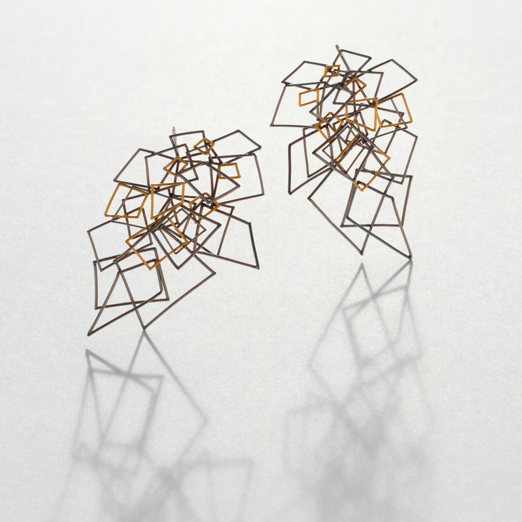 Cubic Cascade 'Layered Squares' Earrings