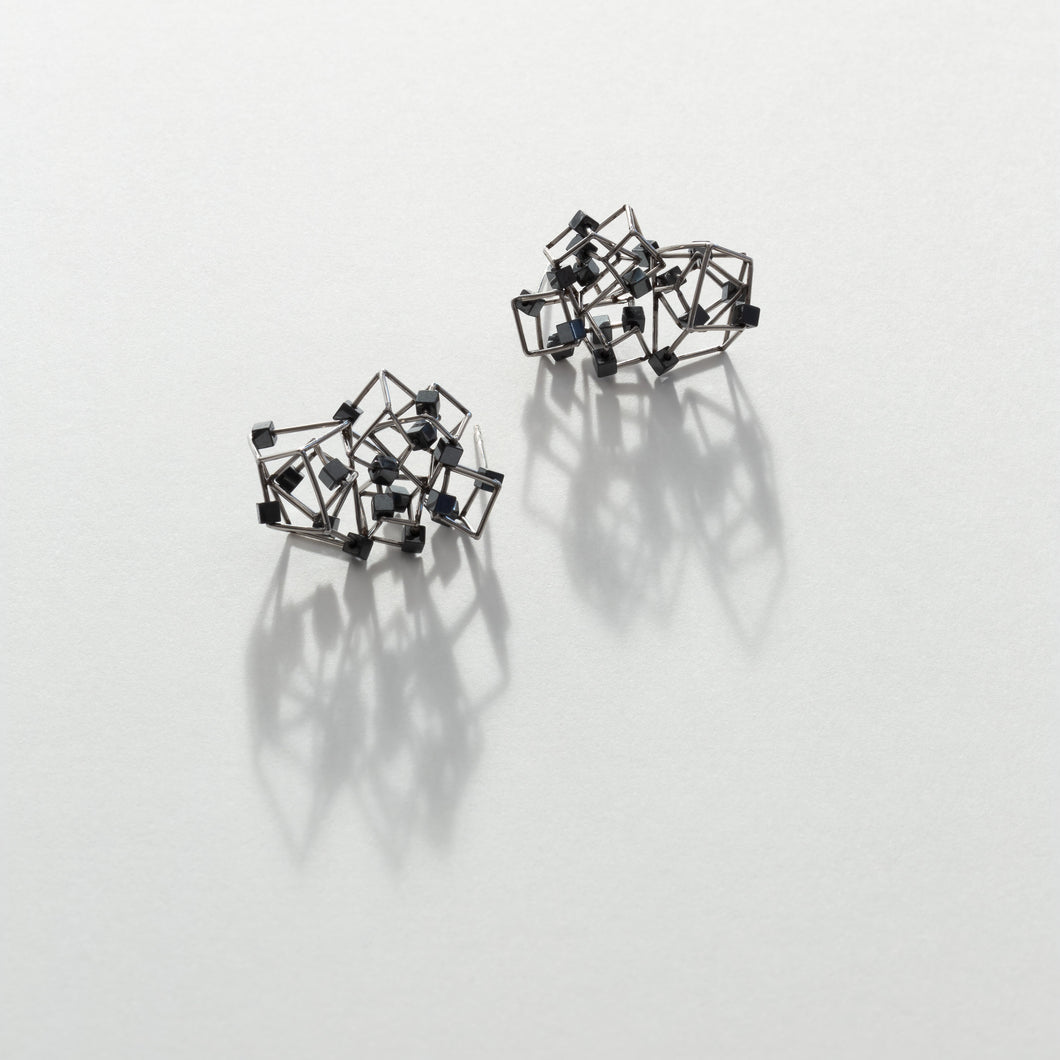 Cubic Cascade Hematite Earrings