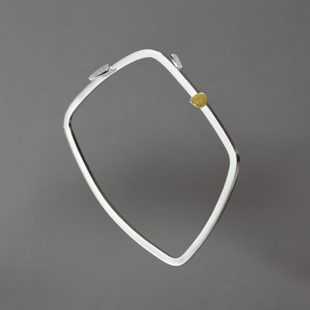 Entwined Offset Frame Bangle, Sterling Silver & 22ct YG